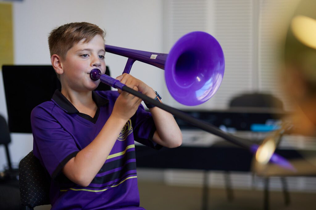 Student trombone lesson